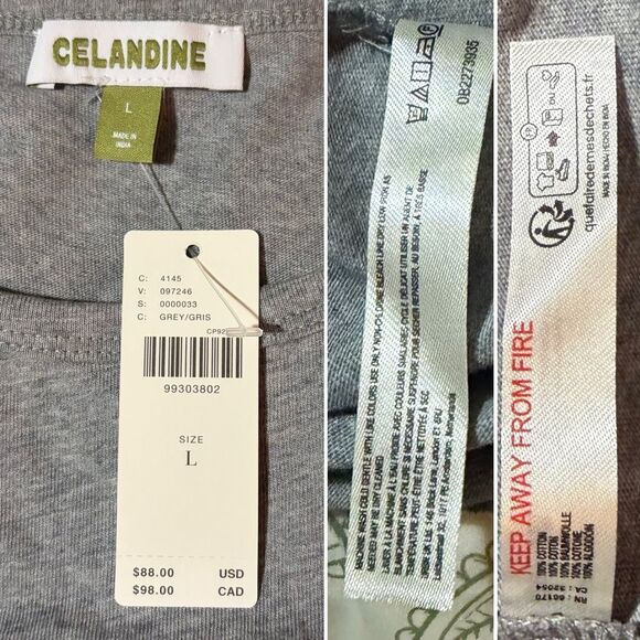 Anthropologie Celandine Sleeveless Twist Cotton T-Shirt Mini Dress Beach Grey L - Picture 10 of 11